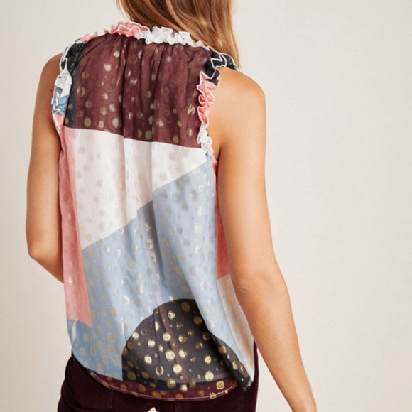 Maeve Fantasia Metallic Clip Dot Blouse - Picture 3 of 8